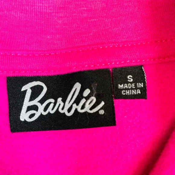 Barbie Hot Pink Graphic Hoodie Stars‎ Logo Full Zip Size S Moviecore Y2K - Picture 3 of 8